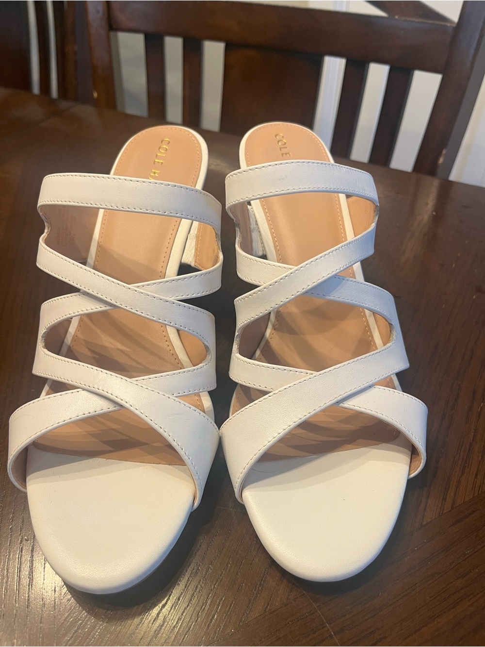 Cole Haan White Strappy Slide Mules